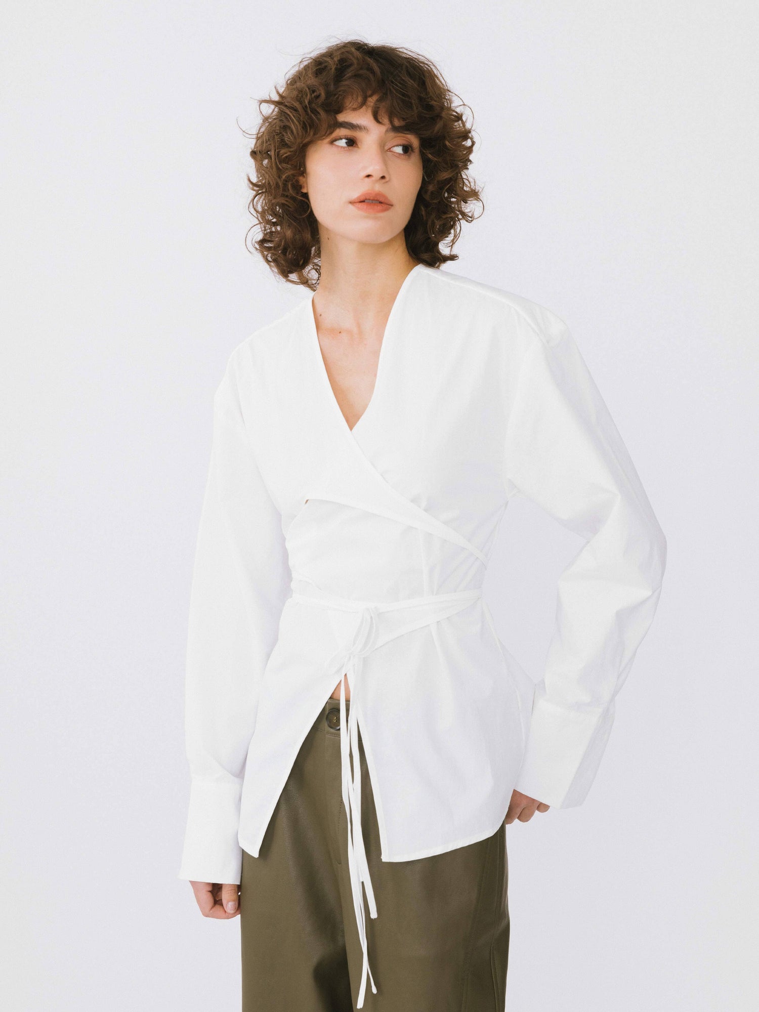 ALANA V-Neck Criss-Crossed Layered Blouse