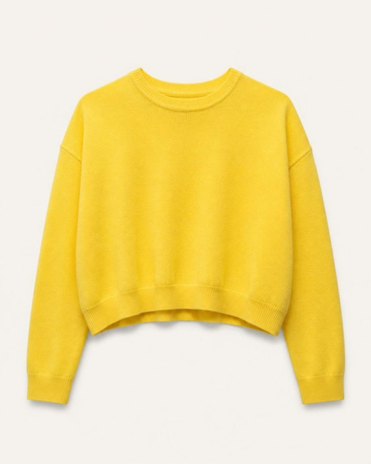 Polly cropped crew-neck sweater in lemon, front