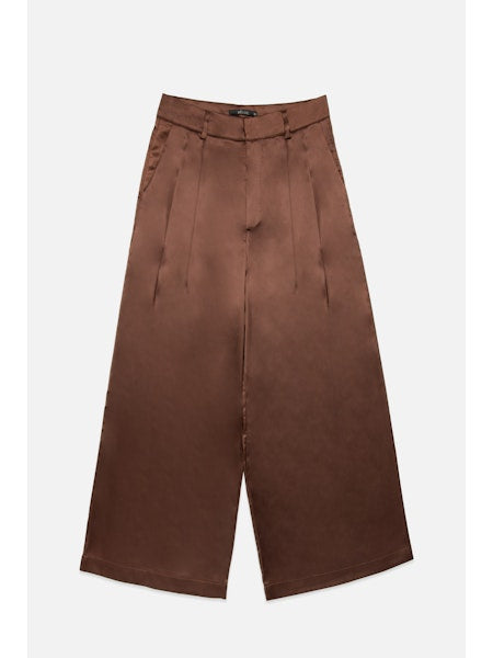 Brown wide-leg pants on a white background
