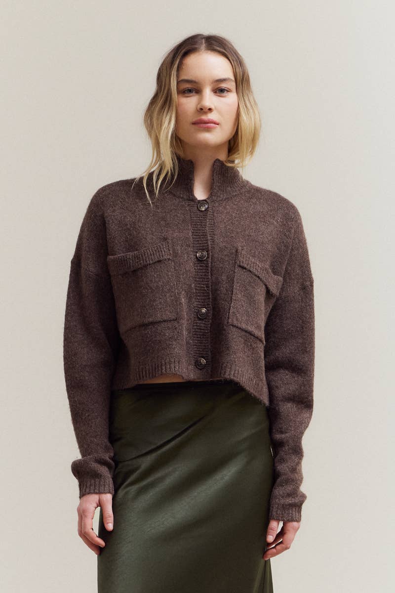 LOUISA HIGH COLLAR CARDIGAN
