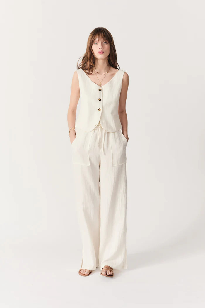 MAXWELL SCOOP-NECK VEST TOP ECRU