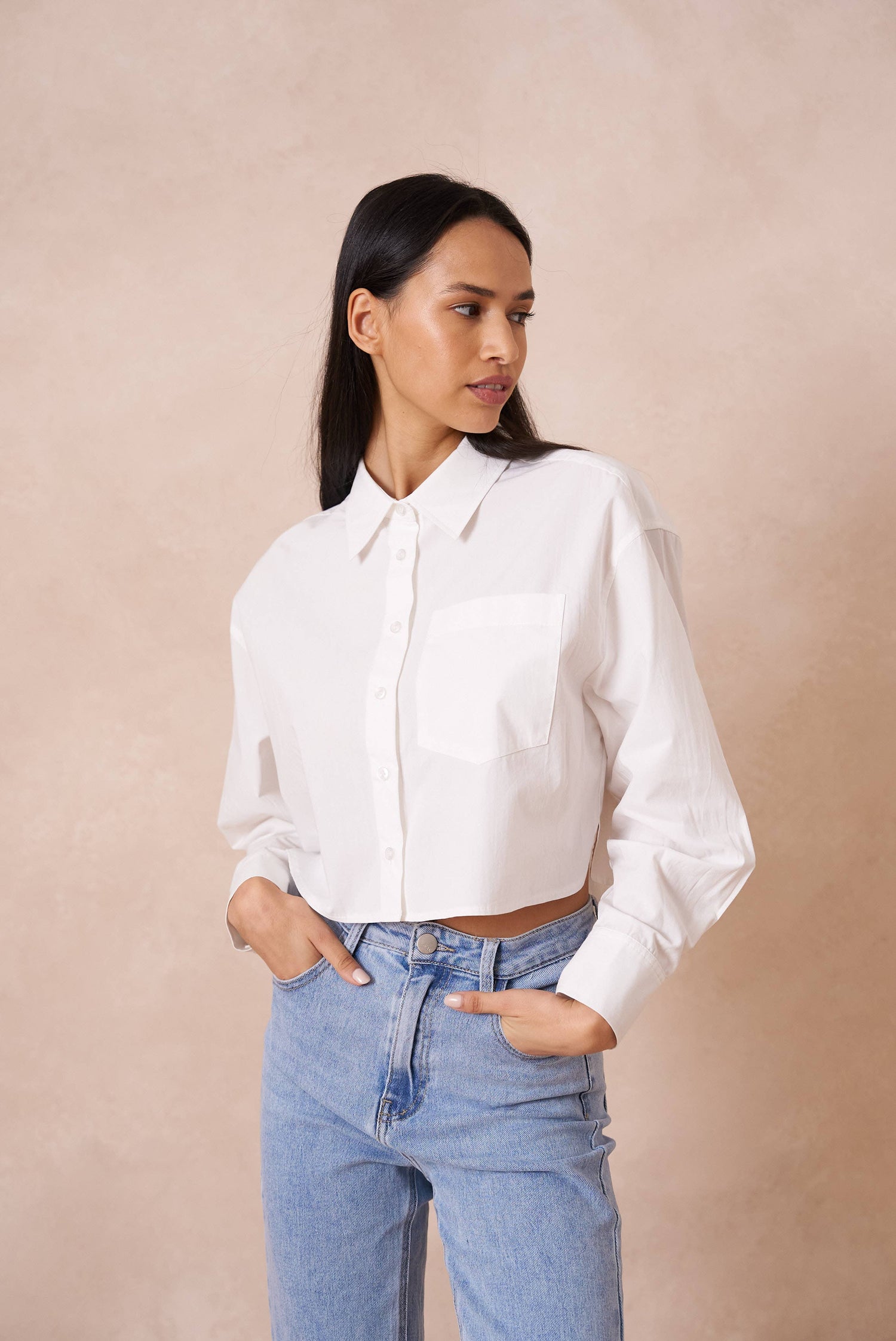 Essential Cropped Button Down
