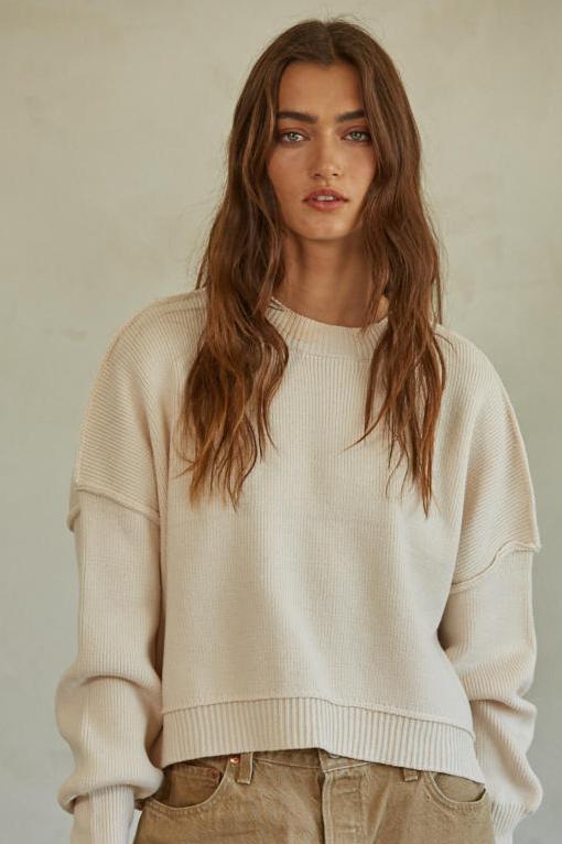 LIZA CREW NECK CROPPED SWEATER