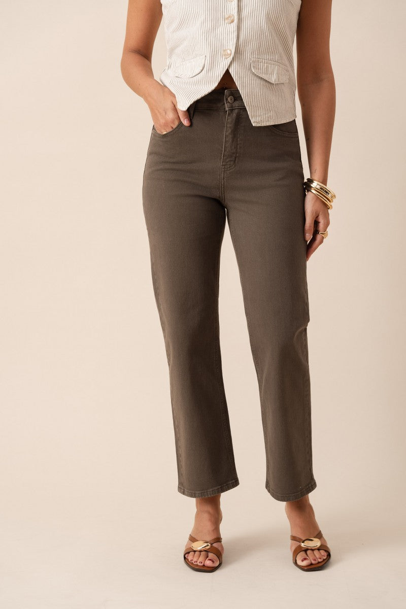 Camila Straight Leg Jean Khaki