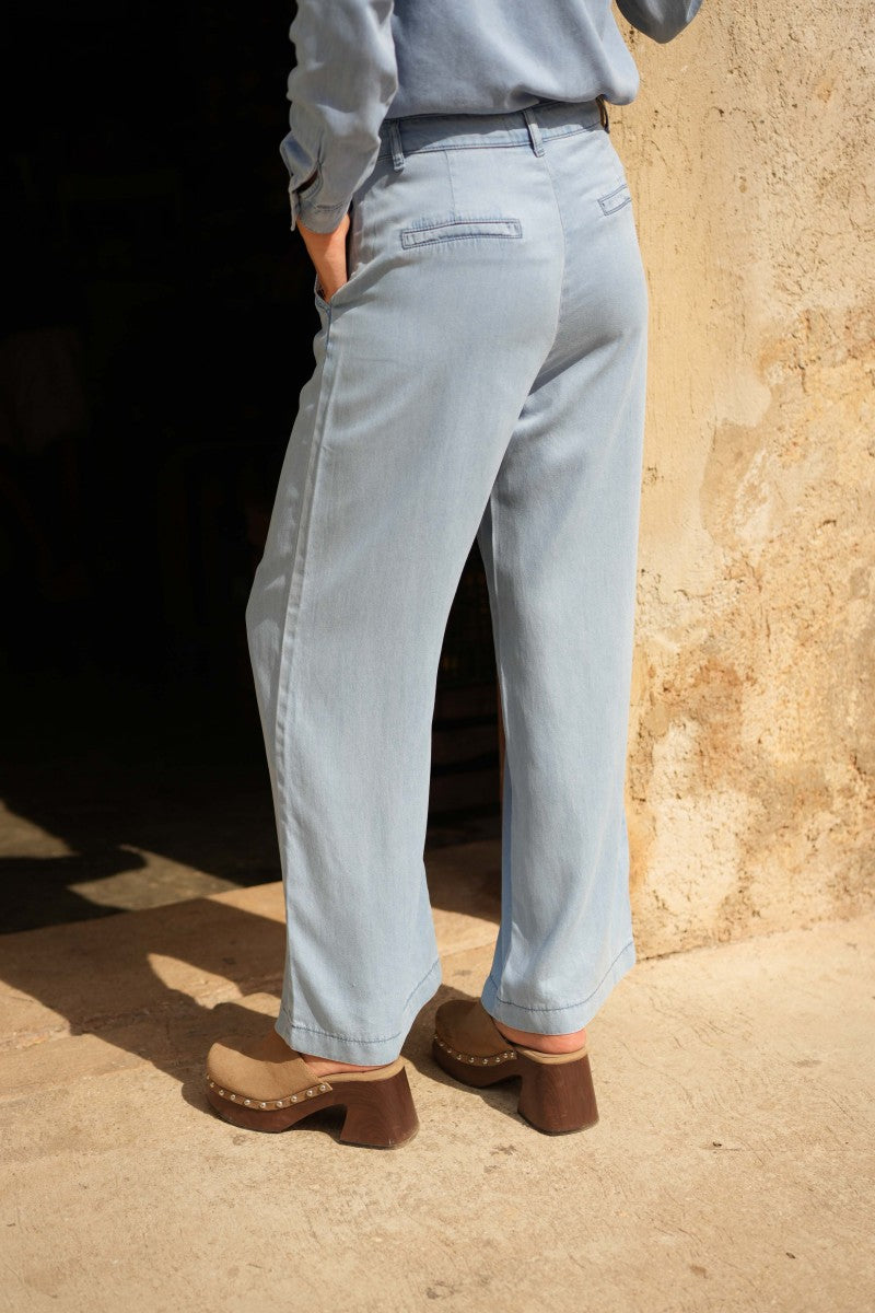CAMILLE TENCEL WIDE-LEG PANTS