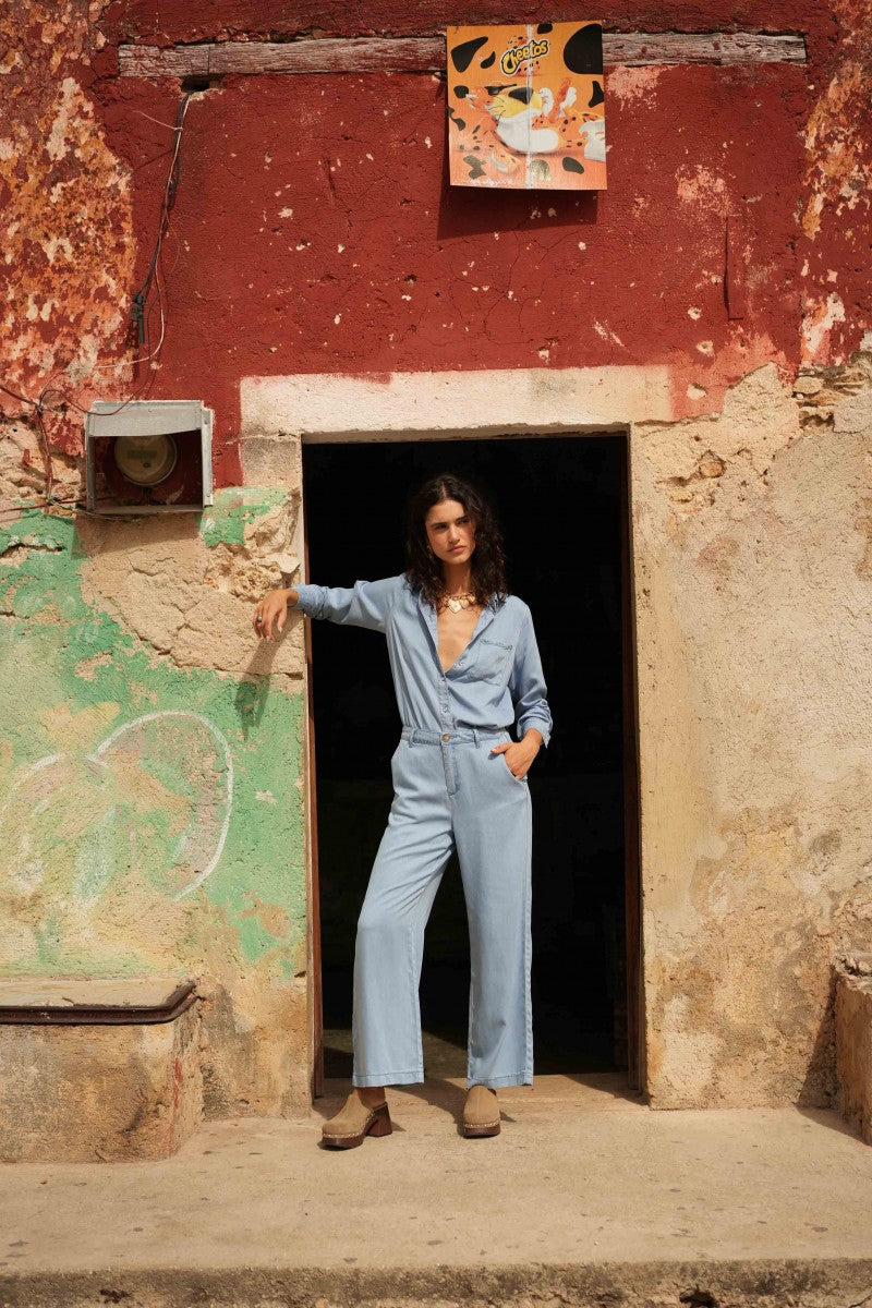CAMILLE TENCEL WIDE-LEG PANTS