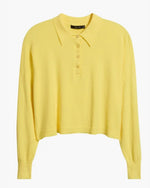Pink Floyd cropped knit polo sweater in lemon, flat lay