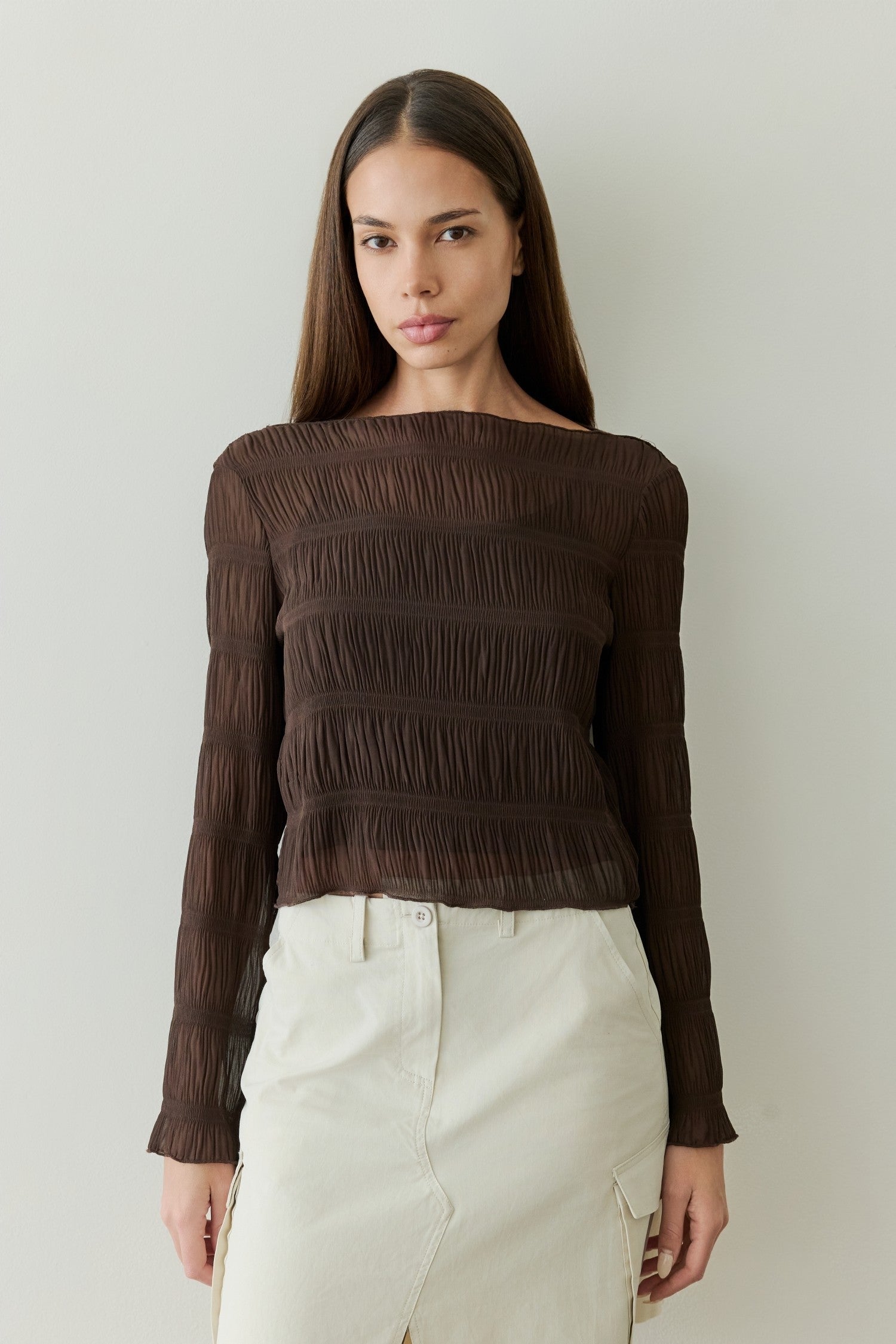 REMI CRINKLED WIDE-SLEEVE TOP