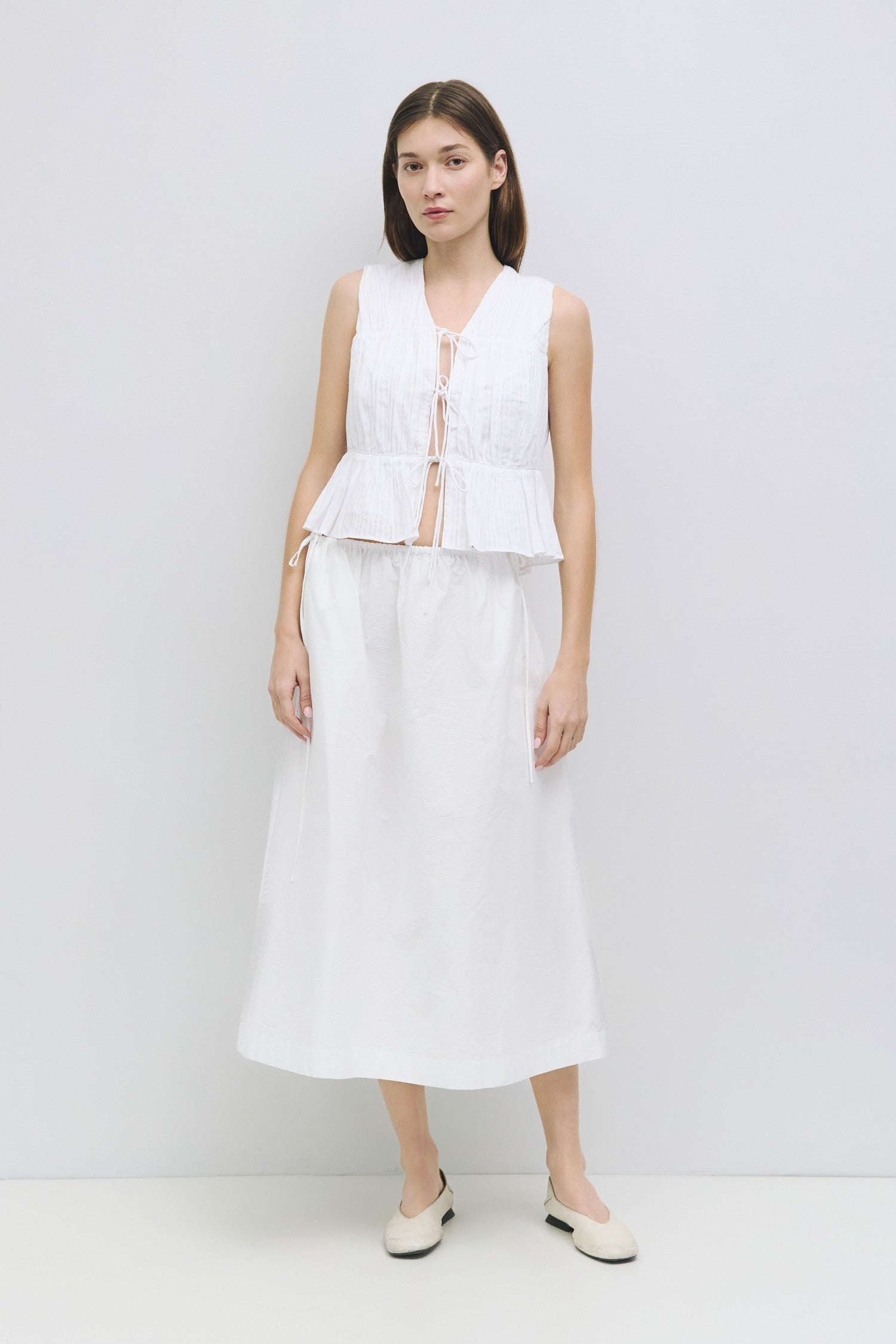 DARIA COTTON TIE-FRONT TOP
